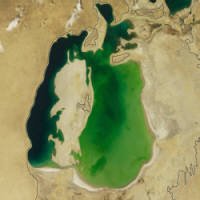 Imagens de SatÃ©lite da NASA Mostram Mar de Aral Definhando